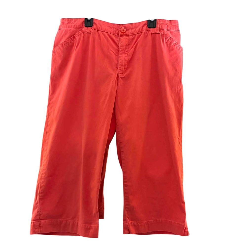 Lee Capri Pants Womens 12 Coral Orange Cropped Mid Rise Stretch Coastal Casual